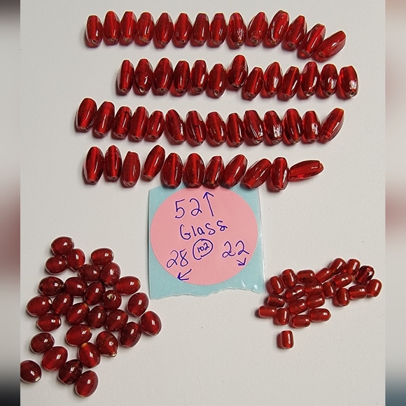 Red Siam Czech Vintage glass beads Qty 102 various sizes and shapes - Picture 6 of 6